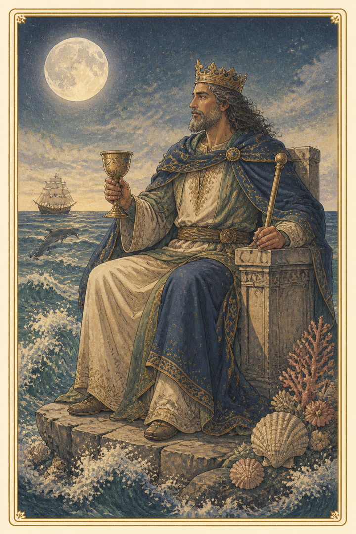Original illustration for King of Cups tarot card