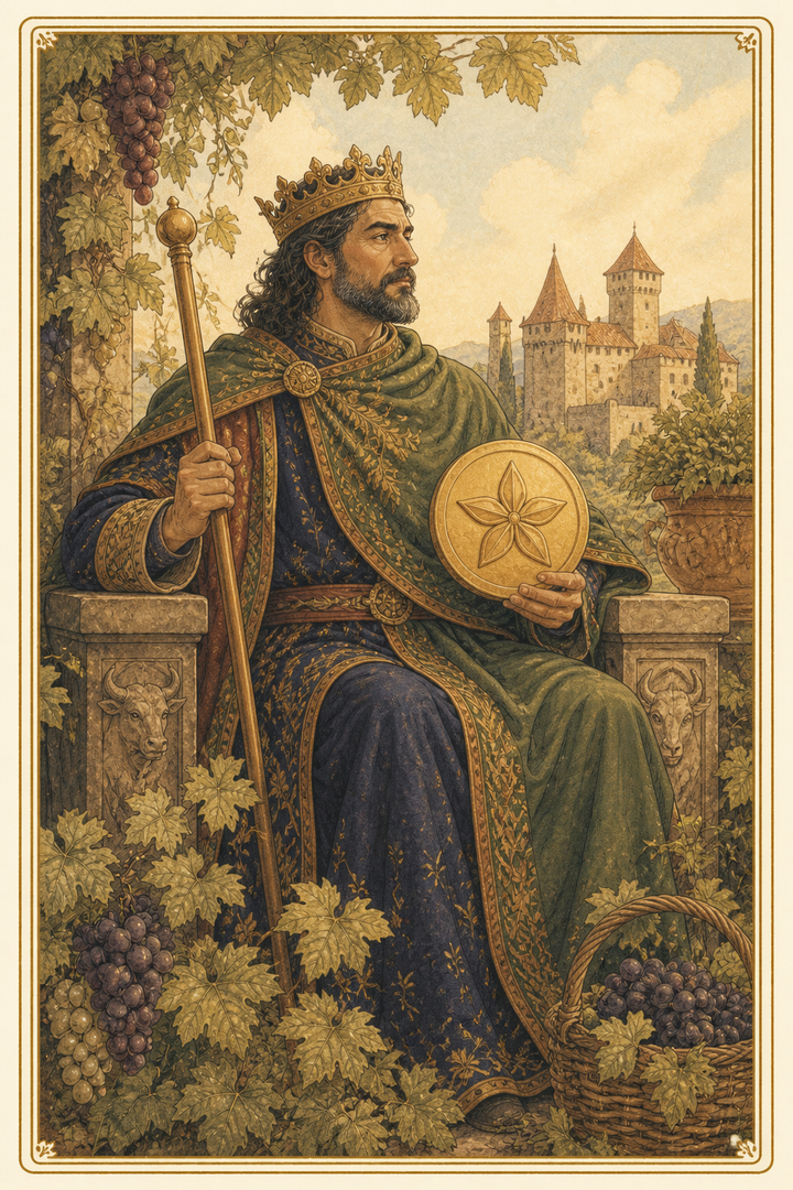 Original illustration for King of Pentacles tarot card