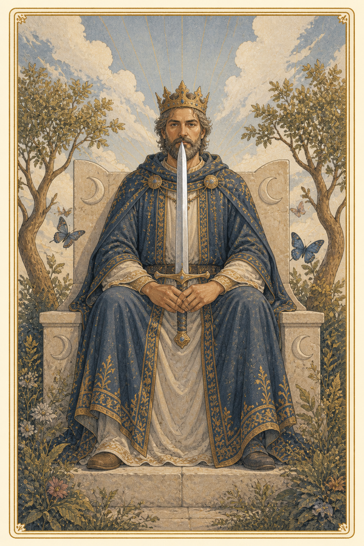Original illustration for King of Swords tarot card