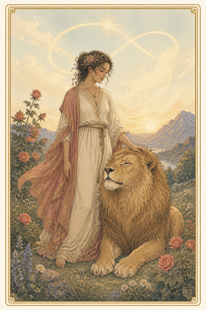 Original illustration for Strength tarot card