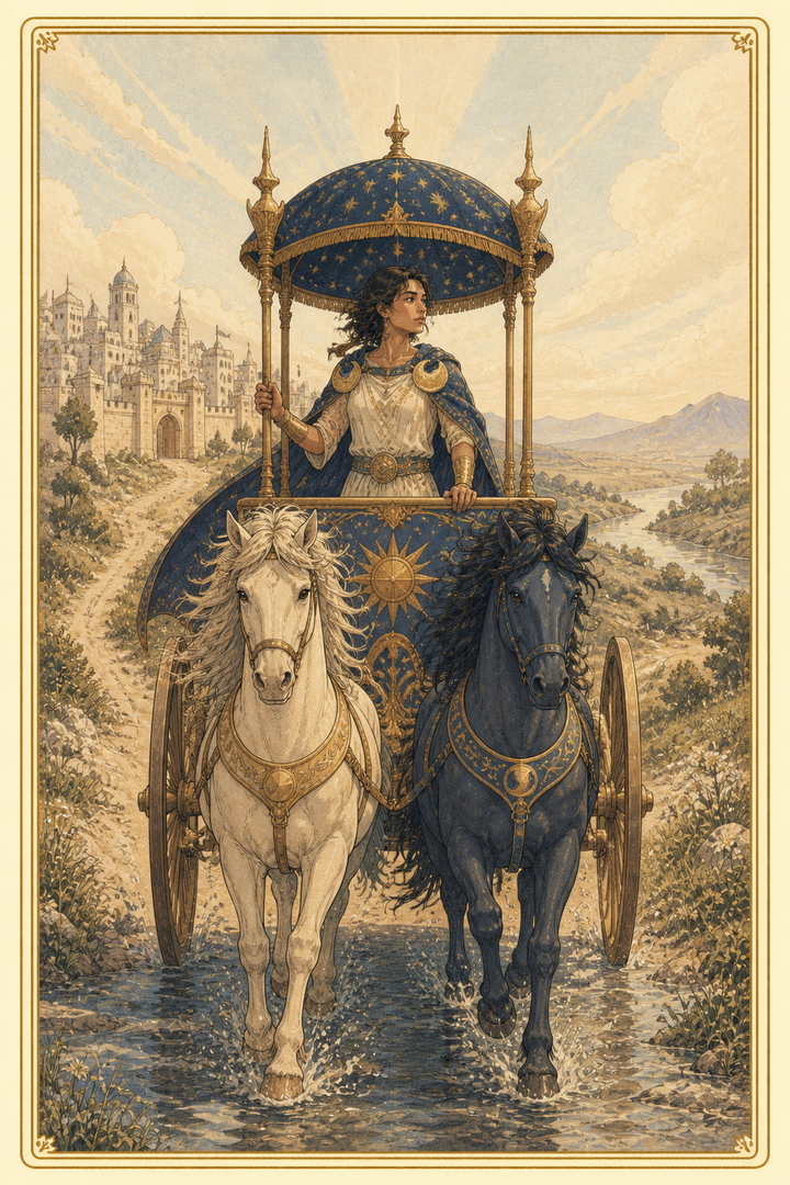 Original illustration for The Chariot tarot card
