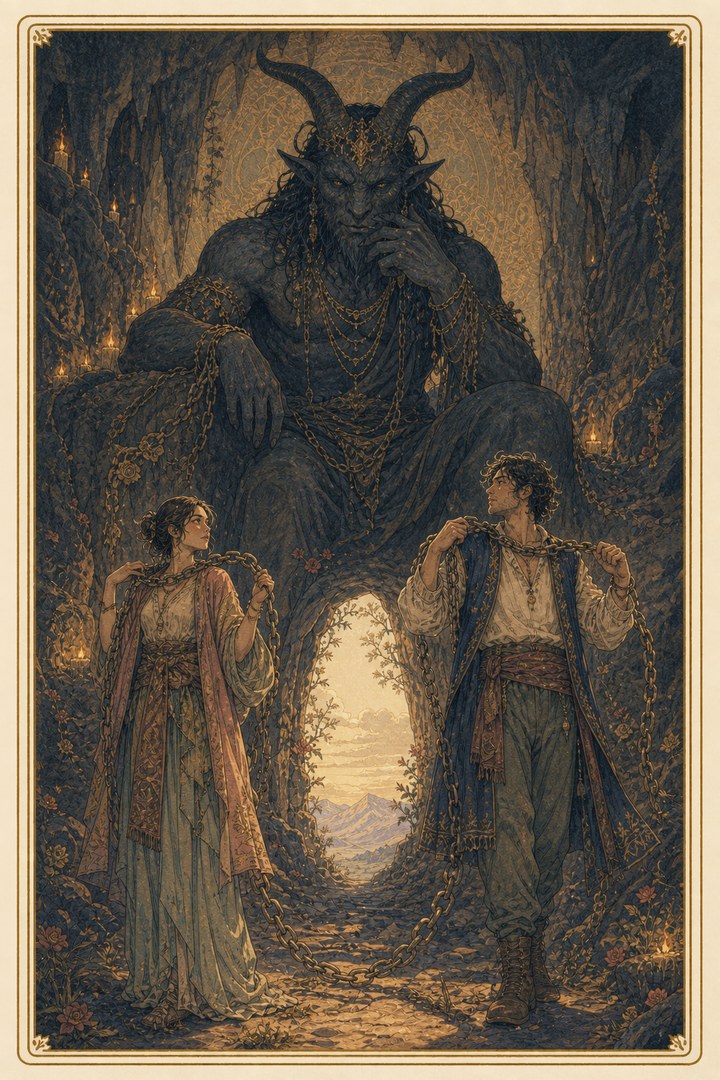 Original illustration for The Devil tarot card