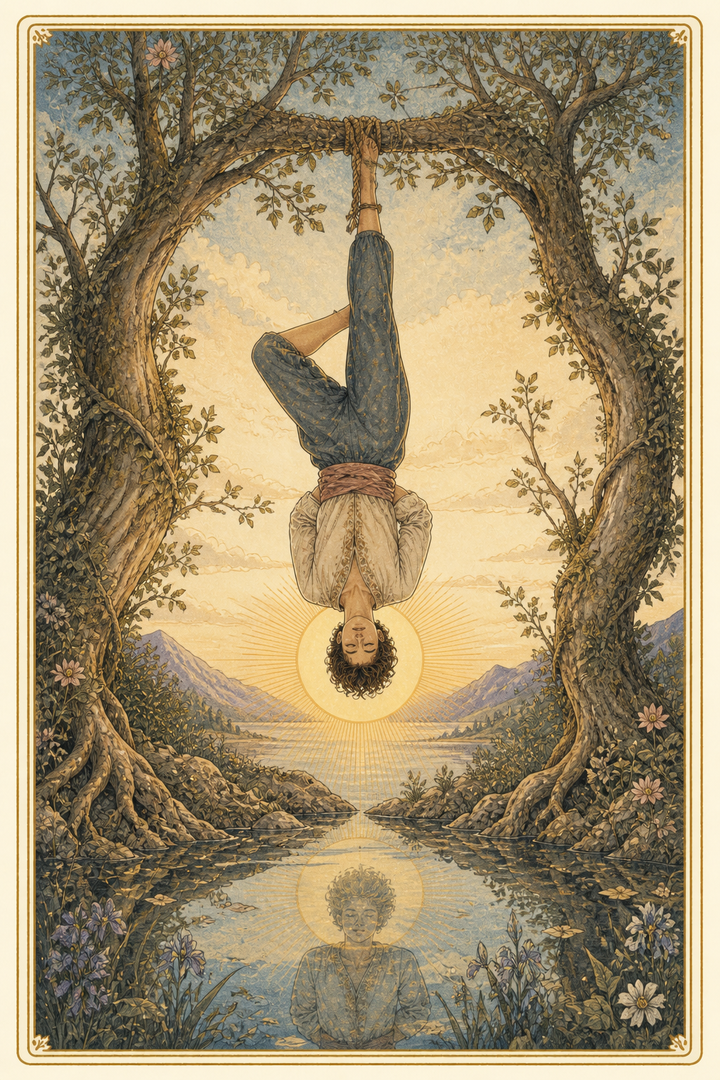 Original illustration for The Hanged Man tarot card