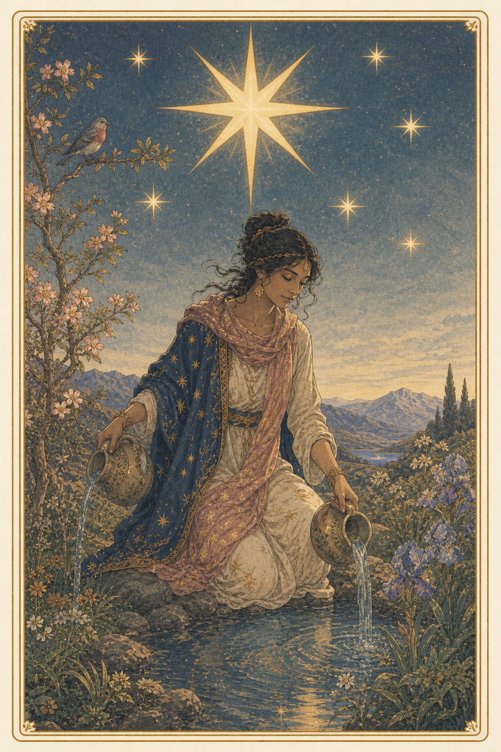 Original illustration for The Star tarot card